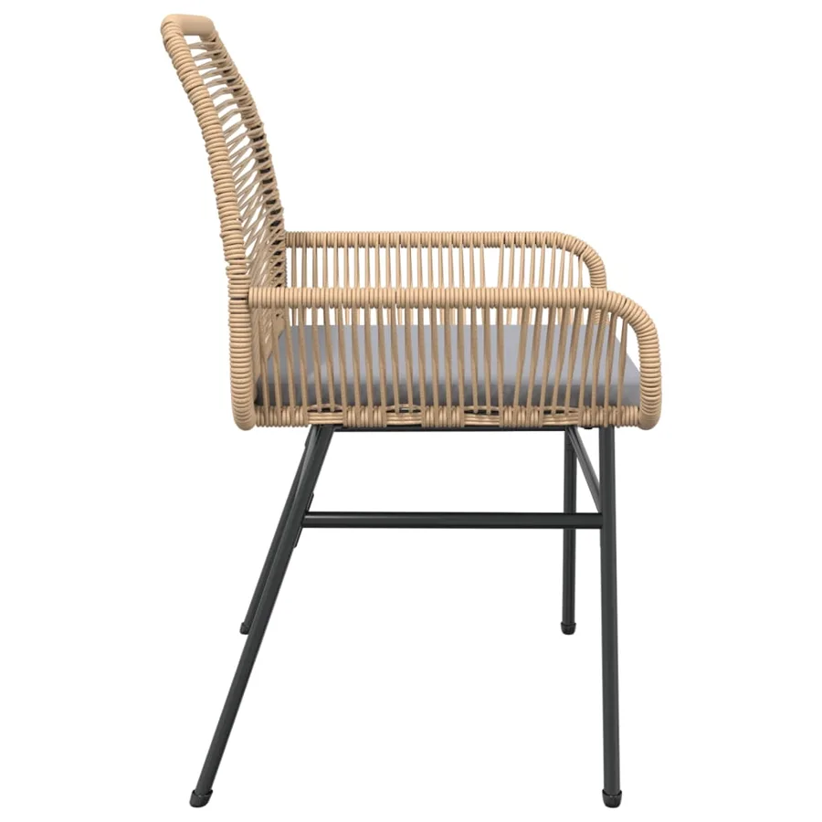 Chaises de jardin lot de 2 et coussins marron rotin - 6