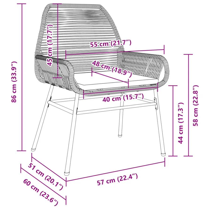 Chaises de jardin lot de 2 et coussins marron rotin - 9