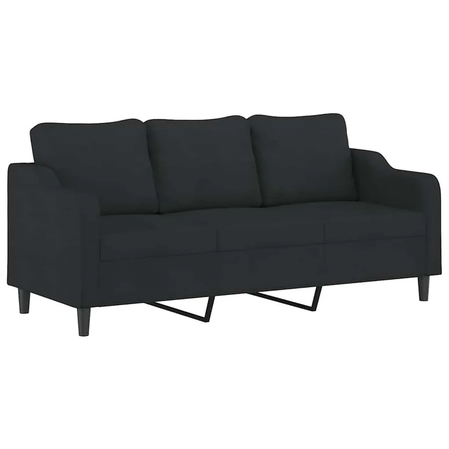 Canapé à 3 places avec repose-pieds Noir 180 cm Tissu - 4