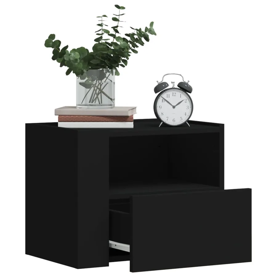 Table de chevet murale noir 45x30x35 cm - 3