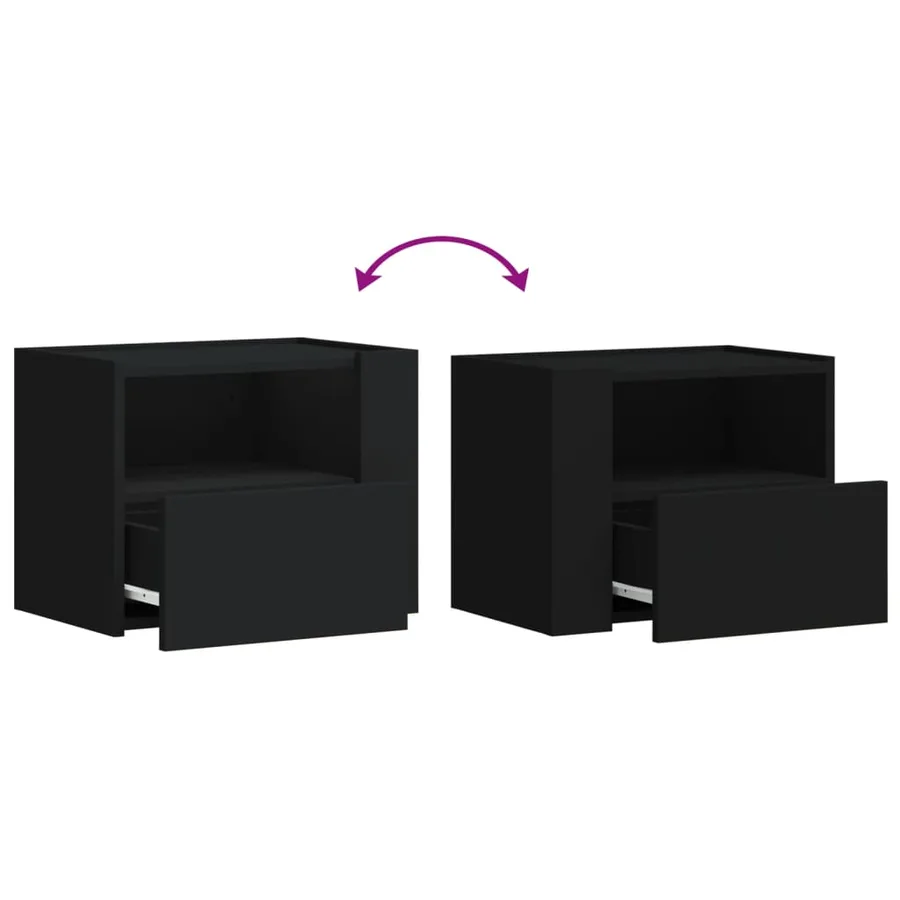 Table de chevet murale noir 45x30x35 cm - 8