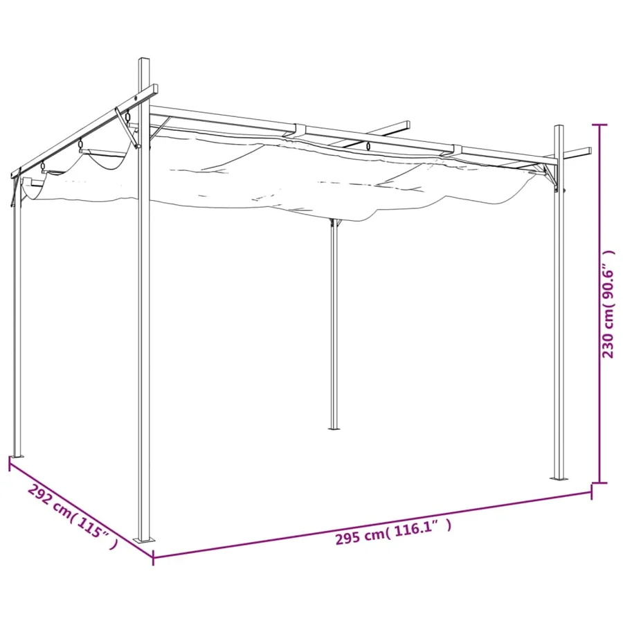 Pergola avec toit rétractable taupe 295x292x230 cm - 8