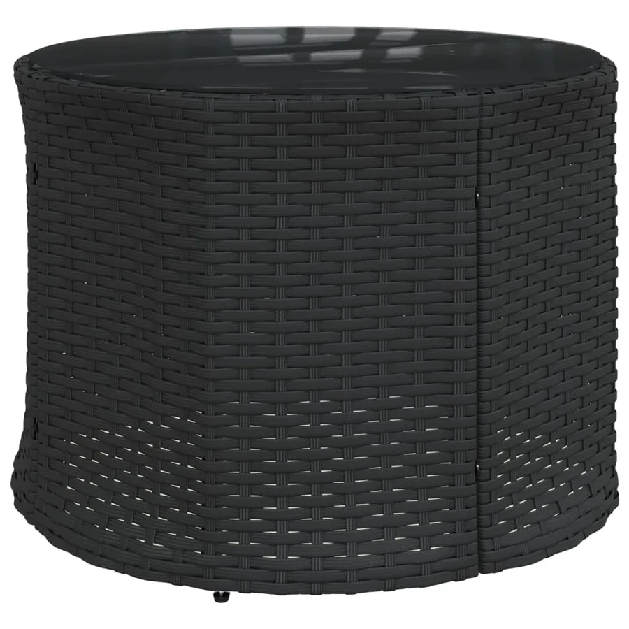 Canapé de jardin avec table coussins rond noir résine tressée - 7