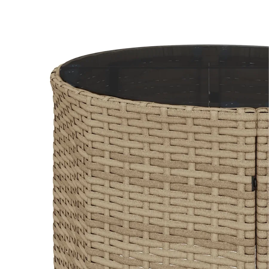 Canapé de jardin avec table coussins rond beige résine tressée - 10