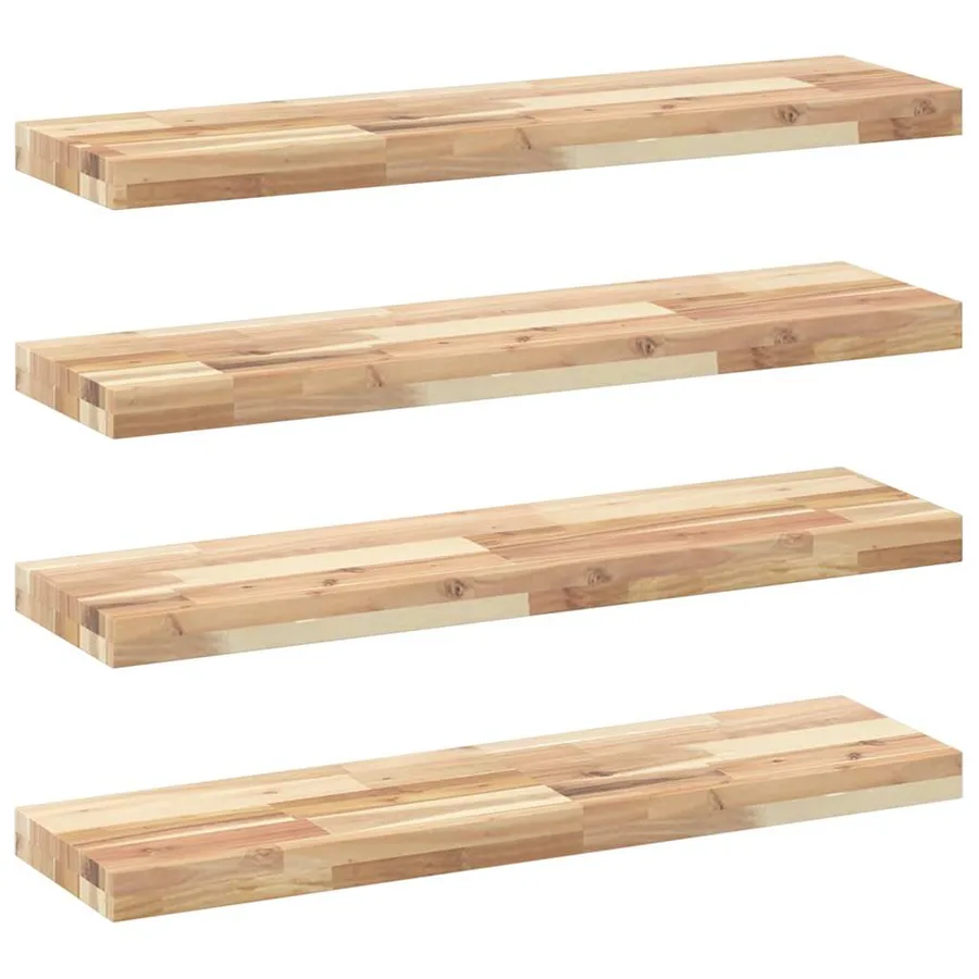 Étagères flottantes 4 pcs 100x20x4 cm acacia massif non traité - 2