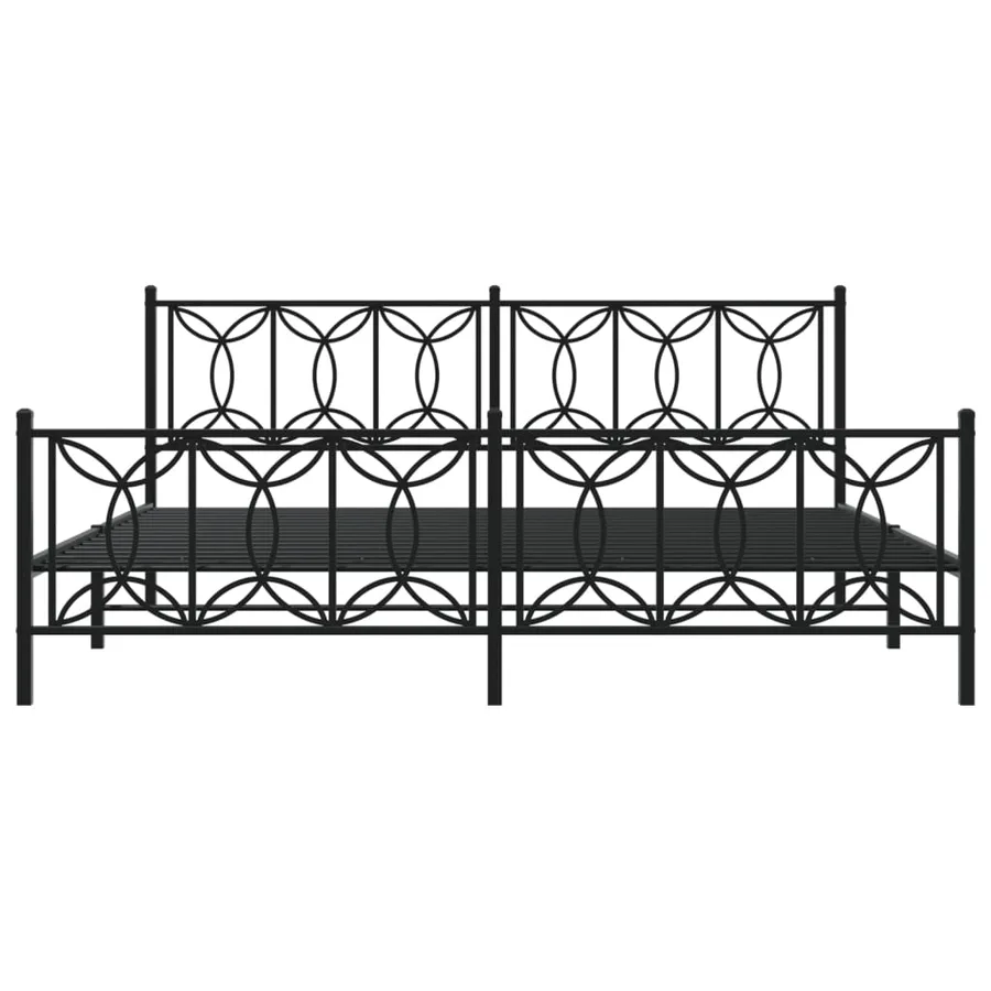 Cadre de lit métal sans matelas avec pied de lit noir 193x203cm - 4