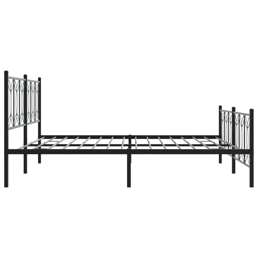 Cadre de lit métal sans matelas avec pied de lit noir 193x203cm - 5