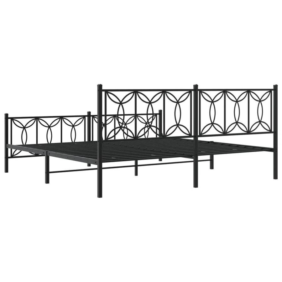 Cadre de lit métal sans matelas avec pied de lit noir 193x203cm - 6