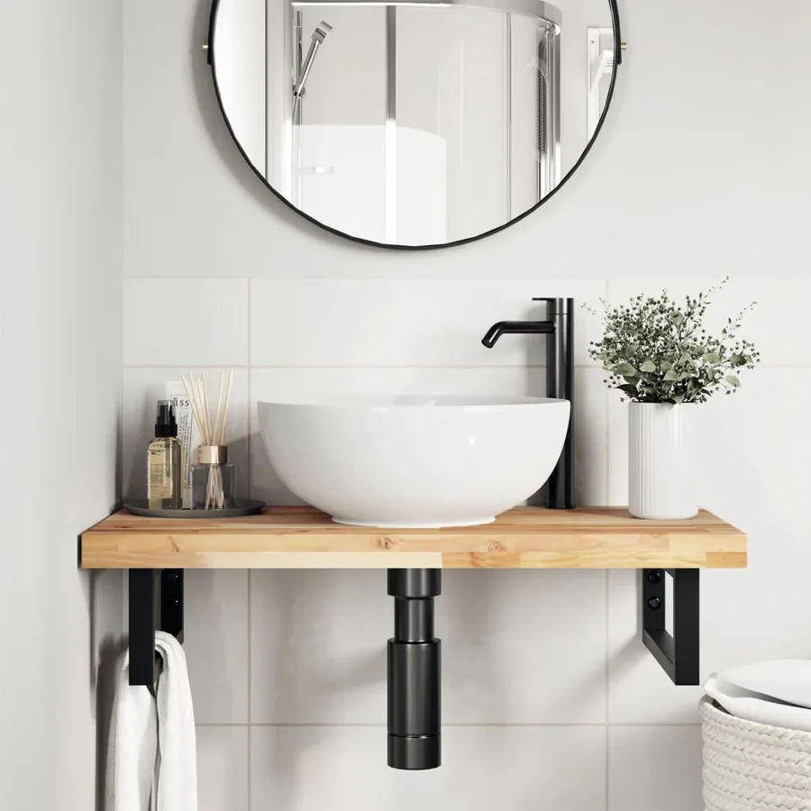 Dessus de meuble de salle de bain non traité bois d'acacia - 2