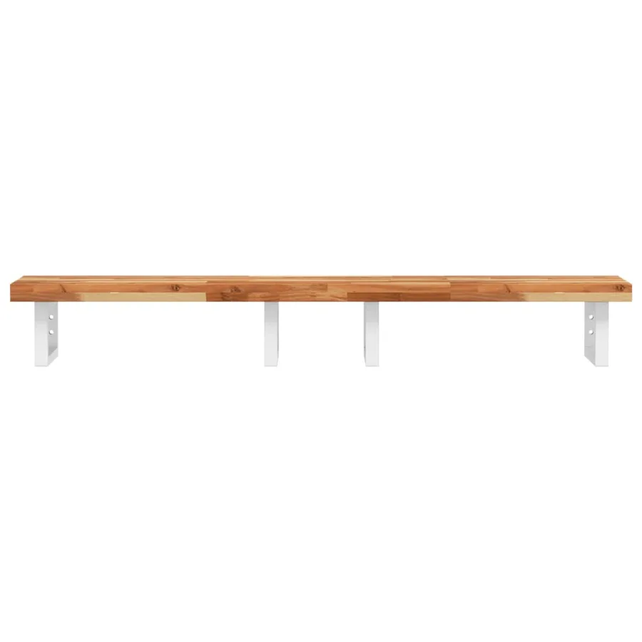 Étagère de vasque murale acier et bois massif d'acacia - 4