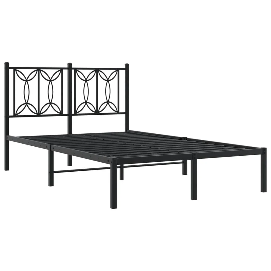 Cadre de lit métal sans matelas avec tête de lit noir 120x190cm - 3