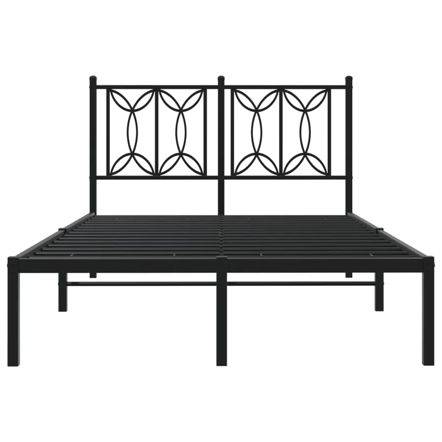 Cadre de lit métal sans matelas avec tête de lit noir 120x190cm - 4