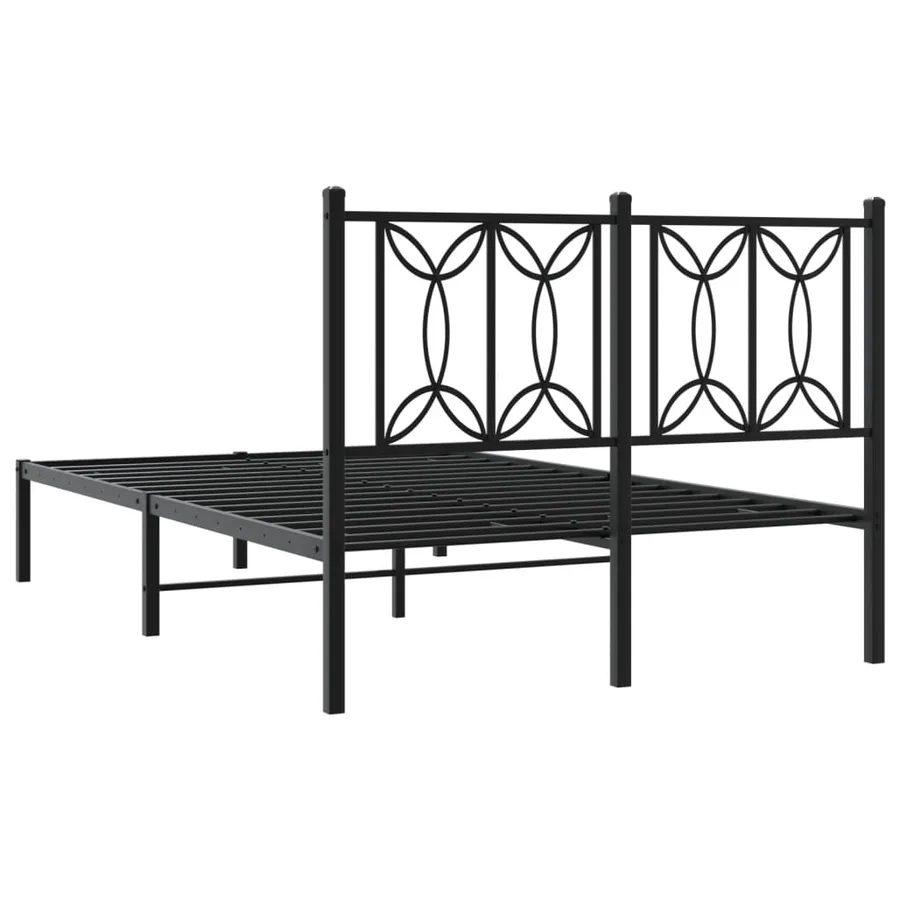 Cadre de lit métal sans matelas avec tête de lit noir 120x190cm - 6