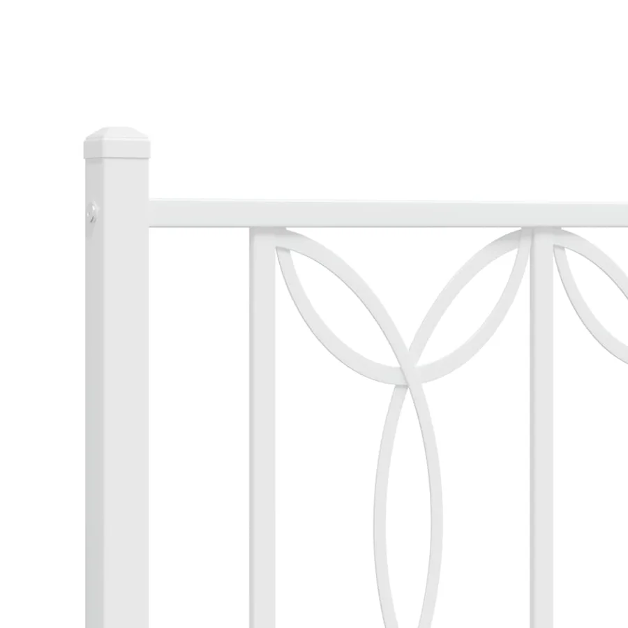 Cadre de lit métal sans matelas avec tête de lit blanc 75x190cm - 7
