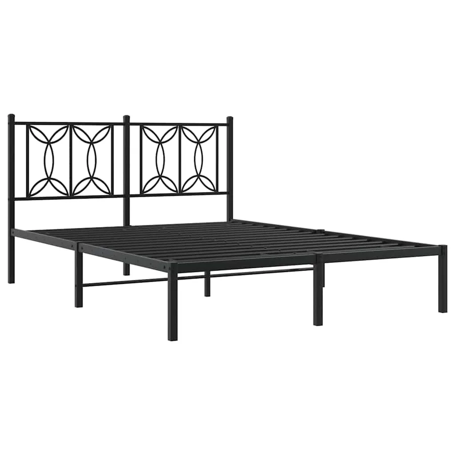 Cadre de lit métal sans matelas avec tête de lit noir 135x190cm - 3