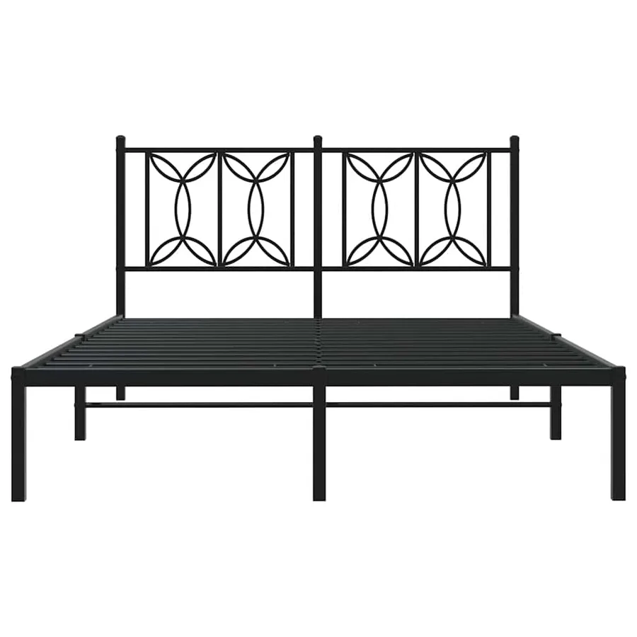 Cadre de lit métal sans matelas avec tête de lit noir 135x190cm - 4