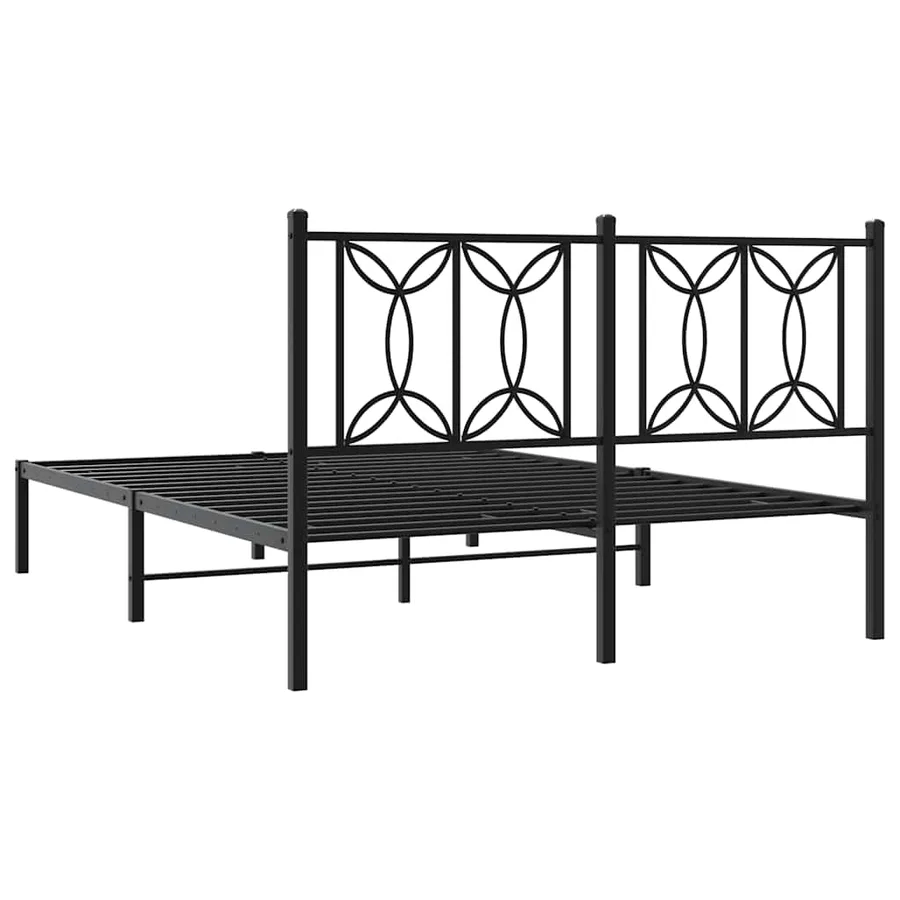 Cadre de lit métal sans matelas avec tête de lit noir 135x190cm - 6