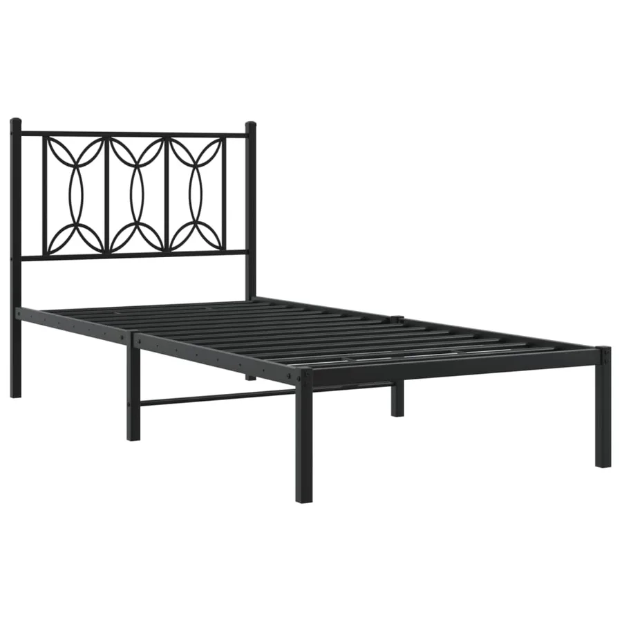 Cadre de lit métal sans matelas avec tête de lit noir 80x200 cm - 3