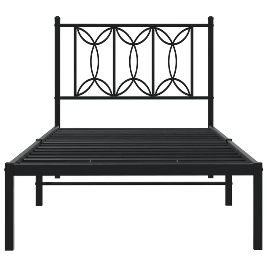 Cadre de lit métal sans matelas avec tête de lit noir 80x200 cm - 4