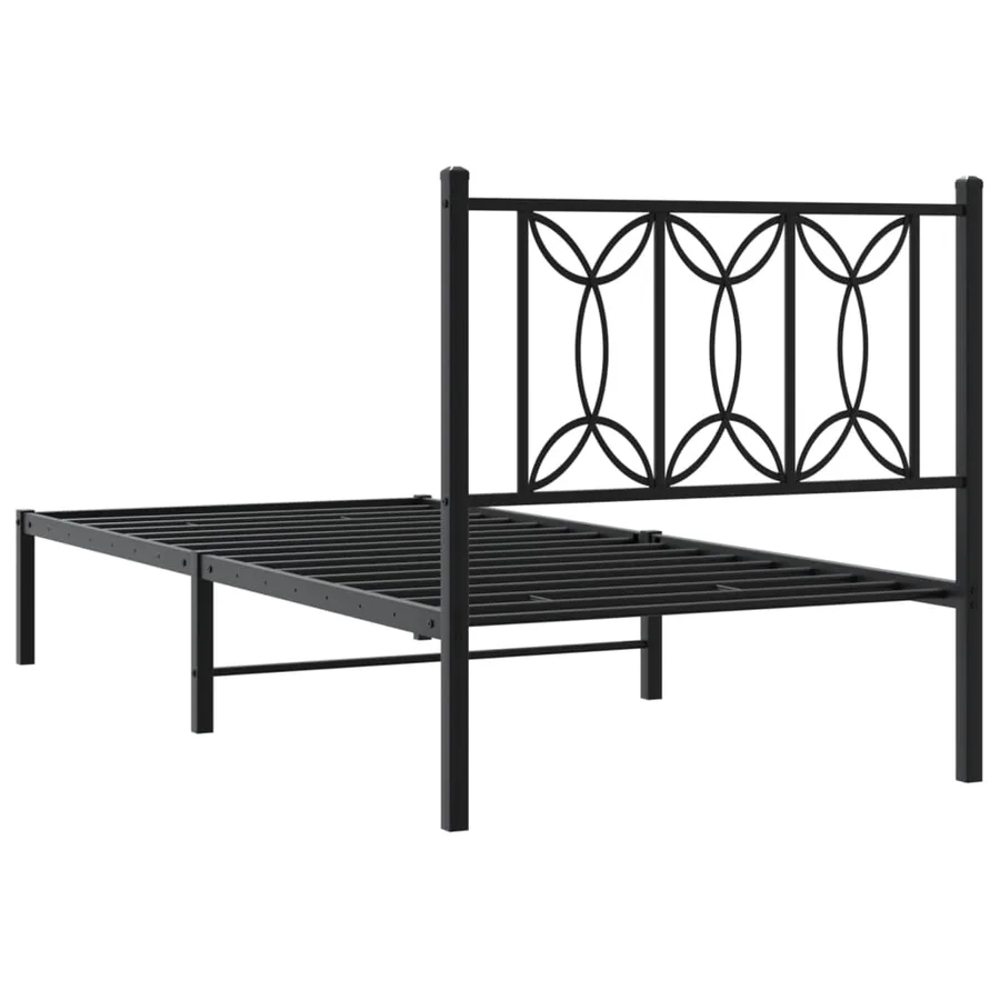 Cadre de lit métal sans matelas avec tête de lit noir 80x200 cm - 6
