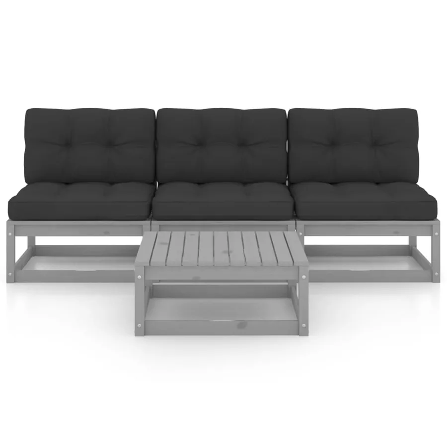 Salon de jardin 4 pcs avec coussins Bois de pin massif - 2