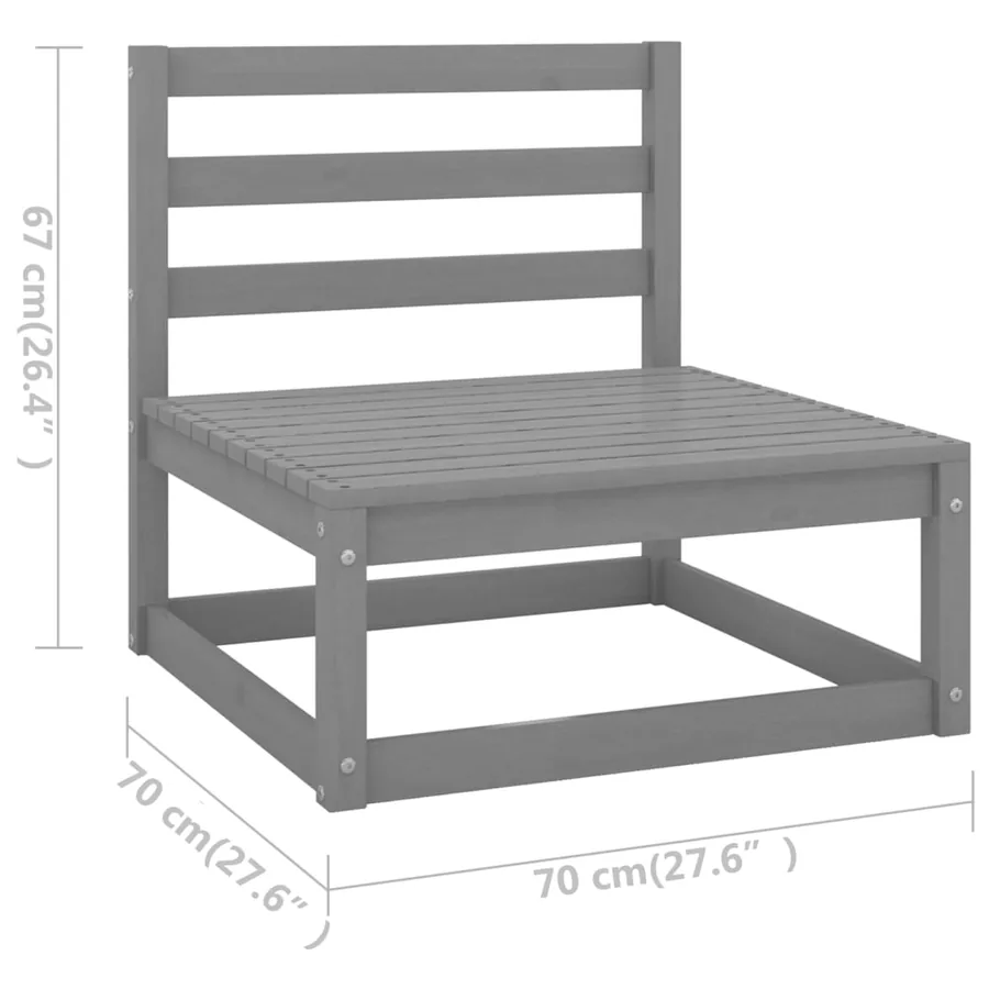 Salon de jardin 4 pcs avec coussins Bois de pin massif - 7