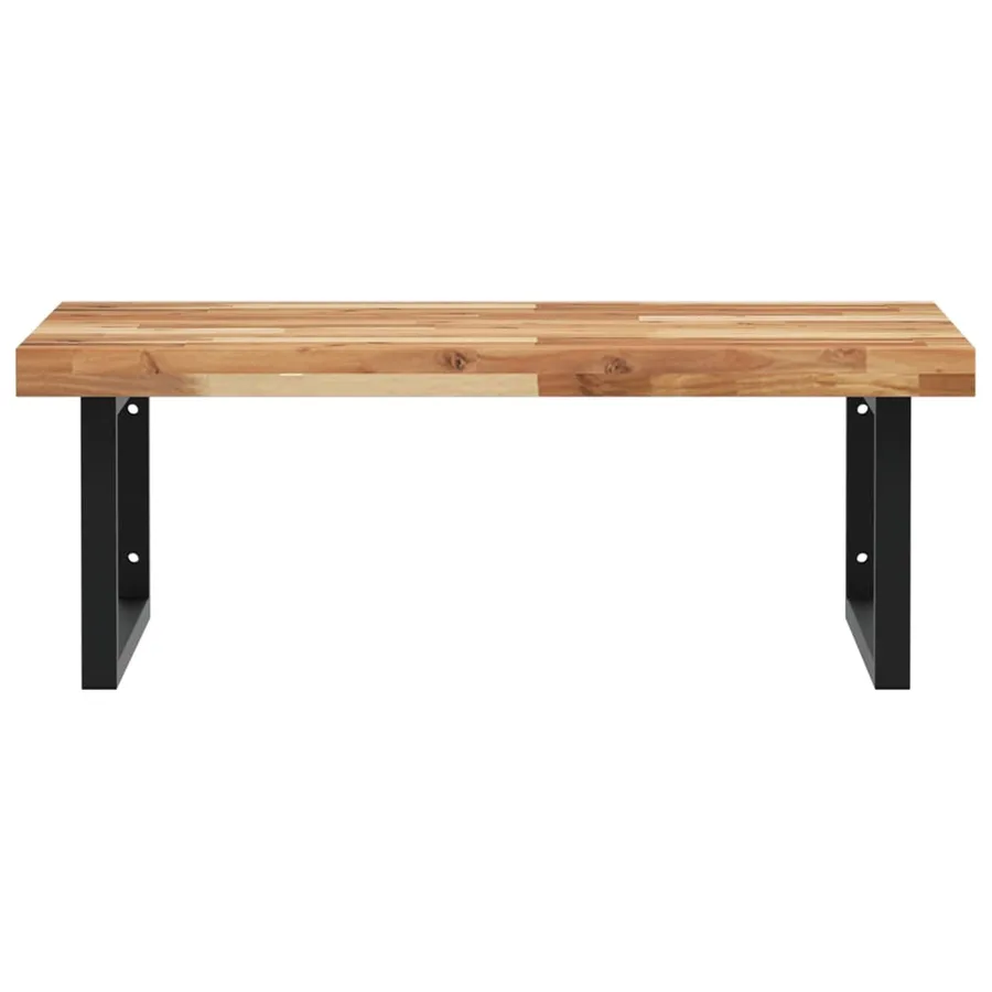 Étagère de vasque murale acier et bois massif d'acacia - 4