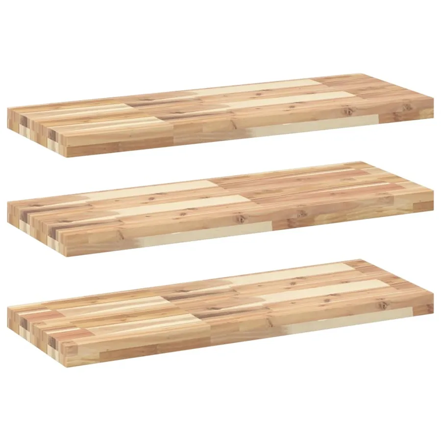 Étagères flottantes 3 pcs 80x30x4 cm acacia massif non traité - 2