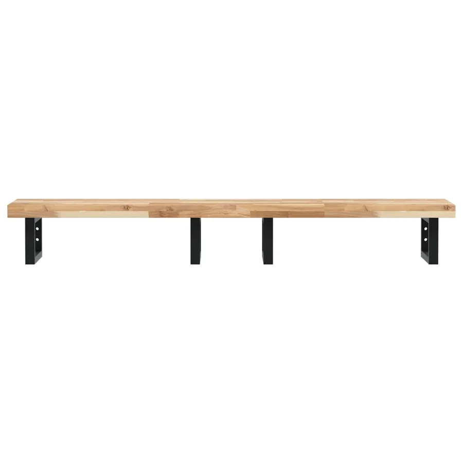 Étagère de vasque murale acier et bois massif d'acacia - 4