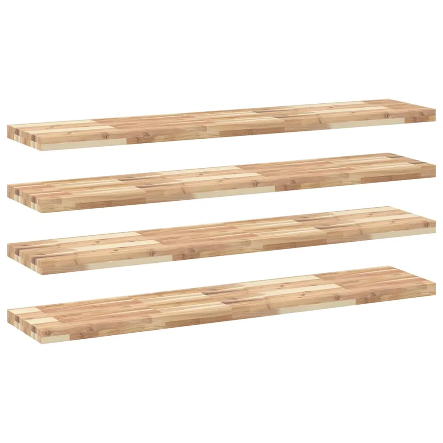 Étagères flottantes 4 pcs 140x30x4 cm acacia massif non traité - 2