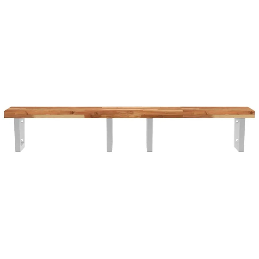 Étagère de vasque murale acier et bois massif d'acacia - 4