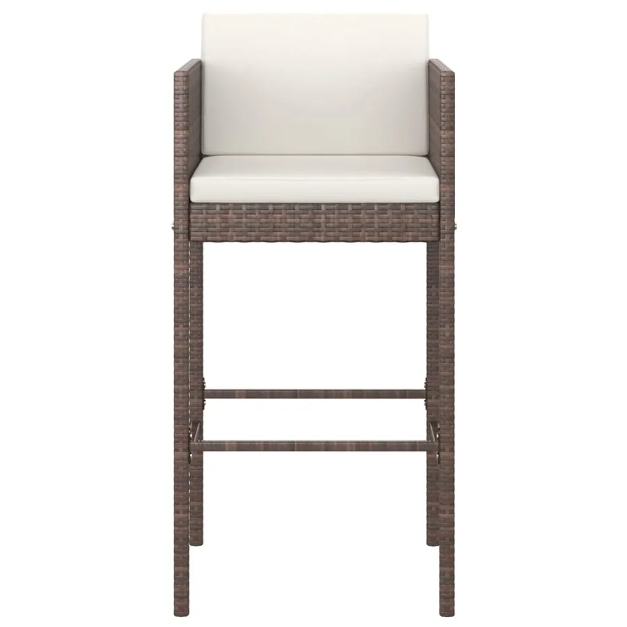 Ensemble bar de jardin 5 pcs et coussins Résine tressée Marron - 4
