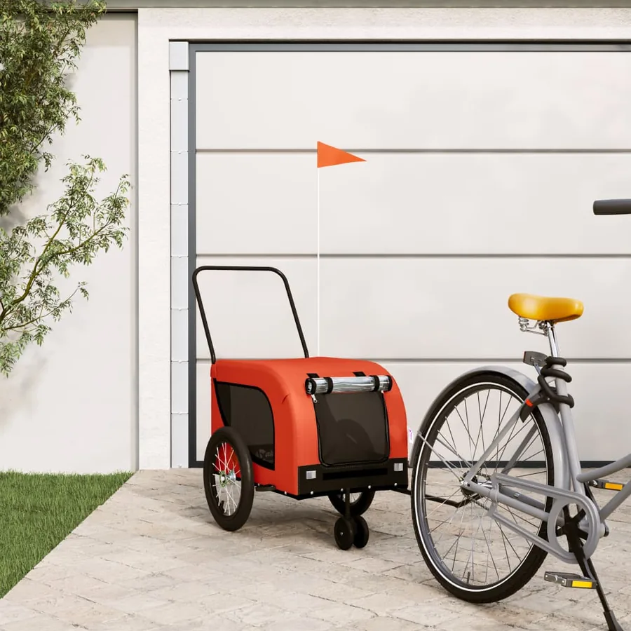 Remorque de vélo pour animaux de compagnie orange et noir