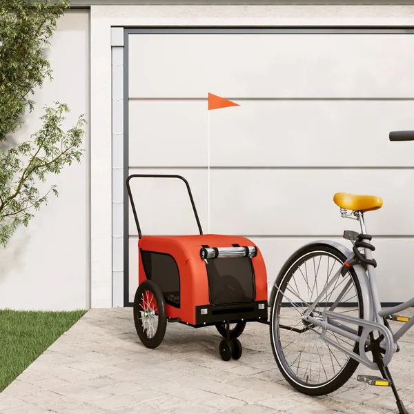 Remorque de vélo pour animaux de compagnie orange et noir