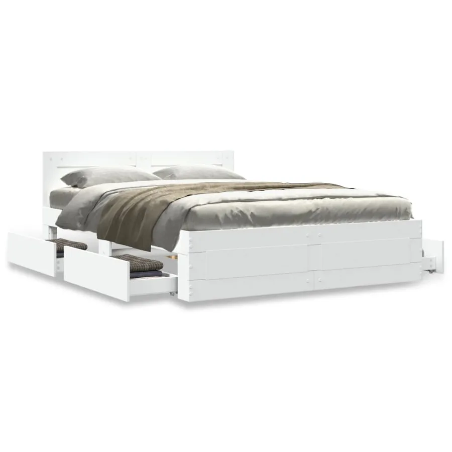 Cadre de lit avec tête de lit sans matelas blanc 140x190 cm - 4