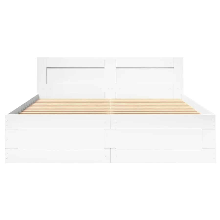 Cadre de lit avec tête de lit sans matelas blanc 140x190 cm - 5