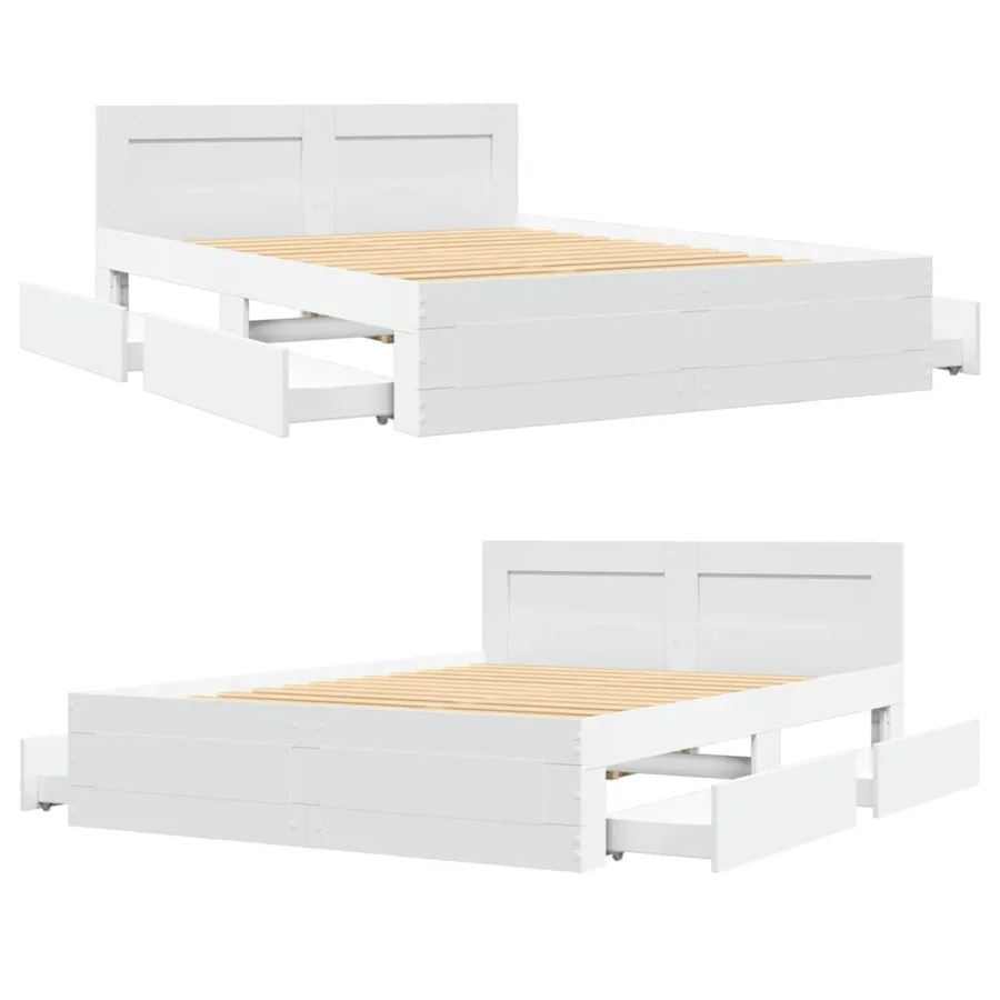 Cadre de lit avec tête de lit sans matelas blanc 140x190 cm - 8