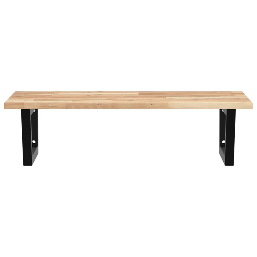 Étagère de vasque murale acier et bois massif d'acacia - 4