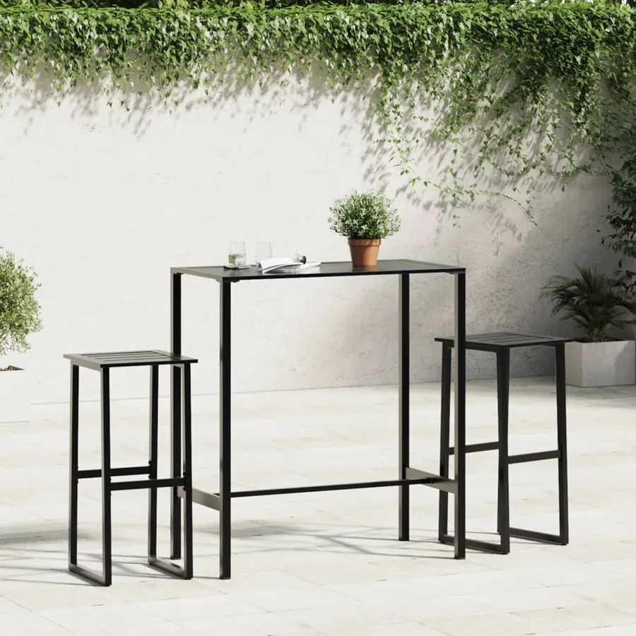 Table de bar noir 100x50x110 cm acier enduit de poudre - 3