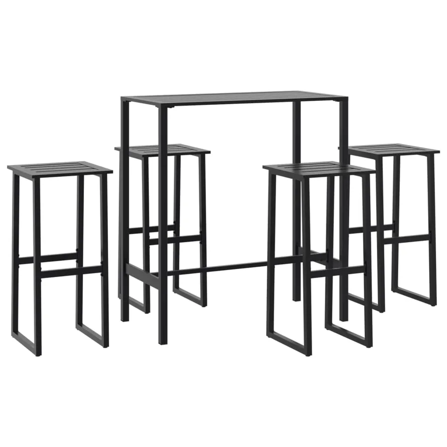 Ensemble de bar de jardin 5 pcs noir acier enduit de poudre - 2