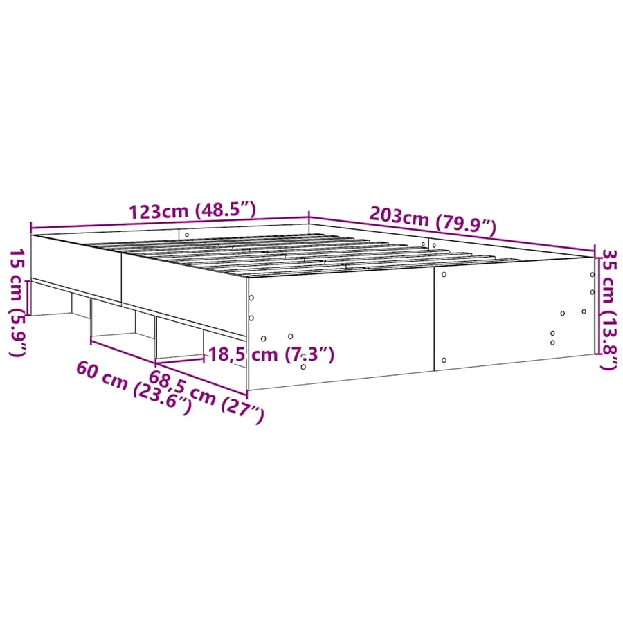 Cadre de lit sans matelas noir 120x200 cm - 10