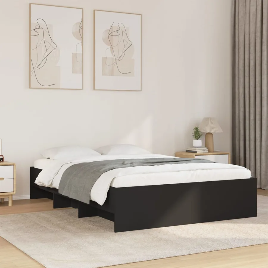 Cadre de lit sans matelas noir 140x200 cm bois d'ingénierie