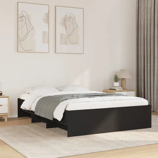 Cadre de lit sans matelas noir 140x200 cm bois d'ingénierie