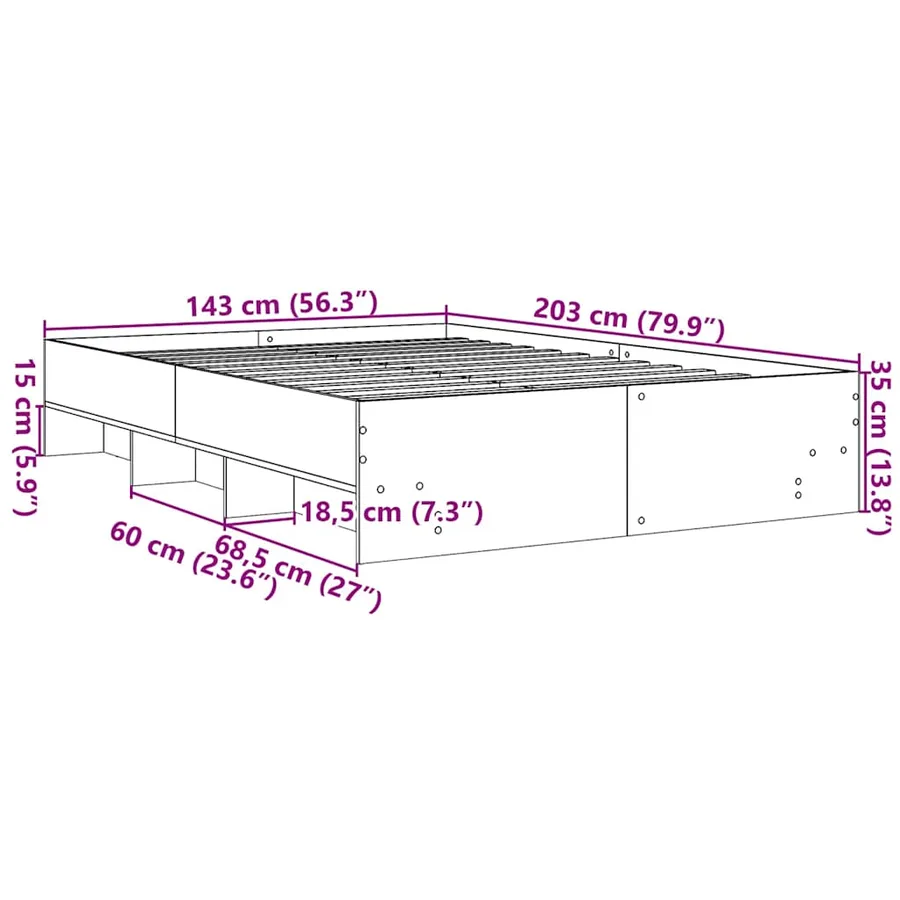 Cadre de lit sans matelas noir 140x200 cm bois d'ingénierie - 10