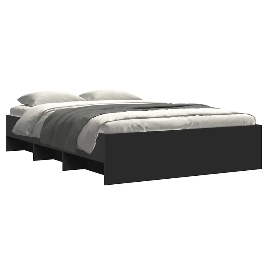 Cadre de lit sans matelas noir 140x200 cm bois d'ingénierie - 3