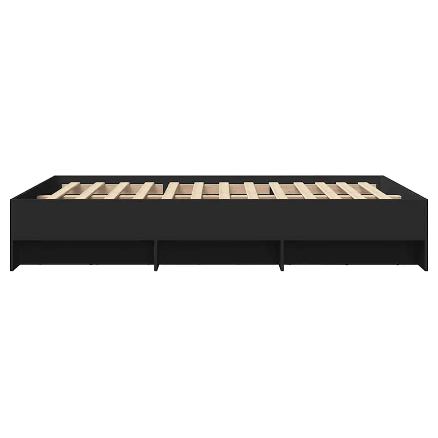 Cadre de lit sans matelas noir 140x200 cm bois d'ingénierie - 6