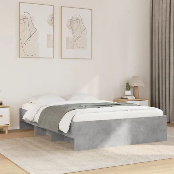 Cadre de lit sans matelas gris béton 120x200 cm bois ingénierie