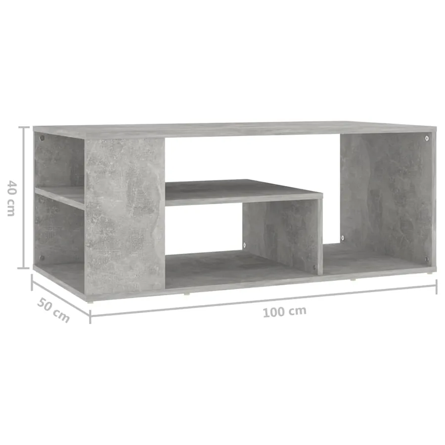 Table basse gris béton 100x50x40 cm bois d'ingénierie - 6