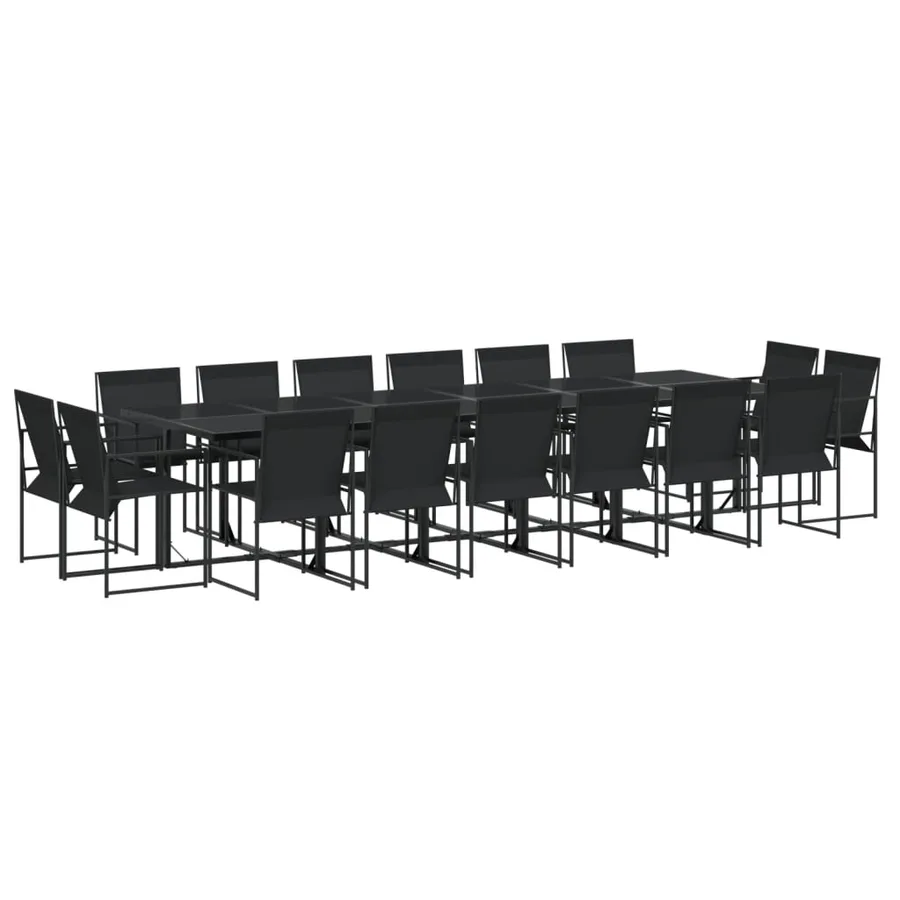 Ensemble à manger de jardin 17 pcs noir textilène - 2