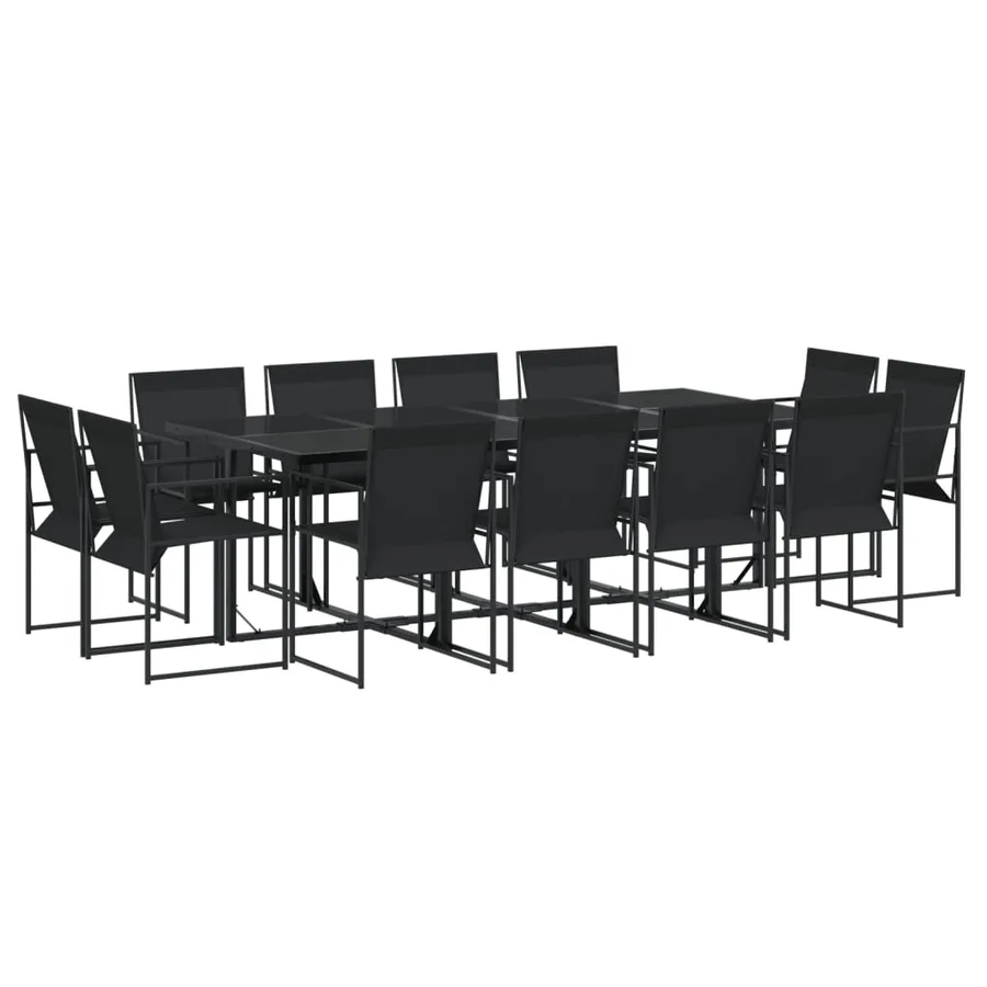 Ensemble à manger de jardin 13 pcs noir textilène - 2